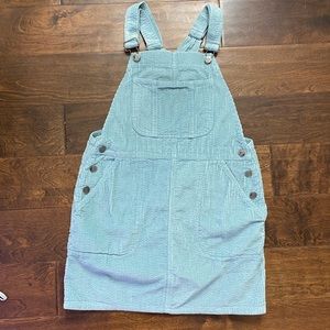 blue overall dress